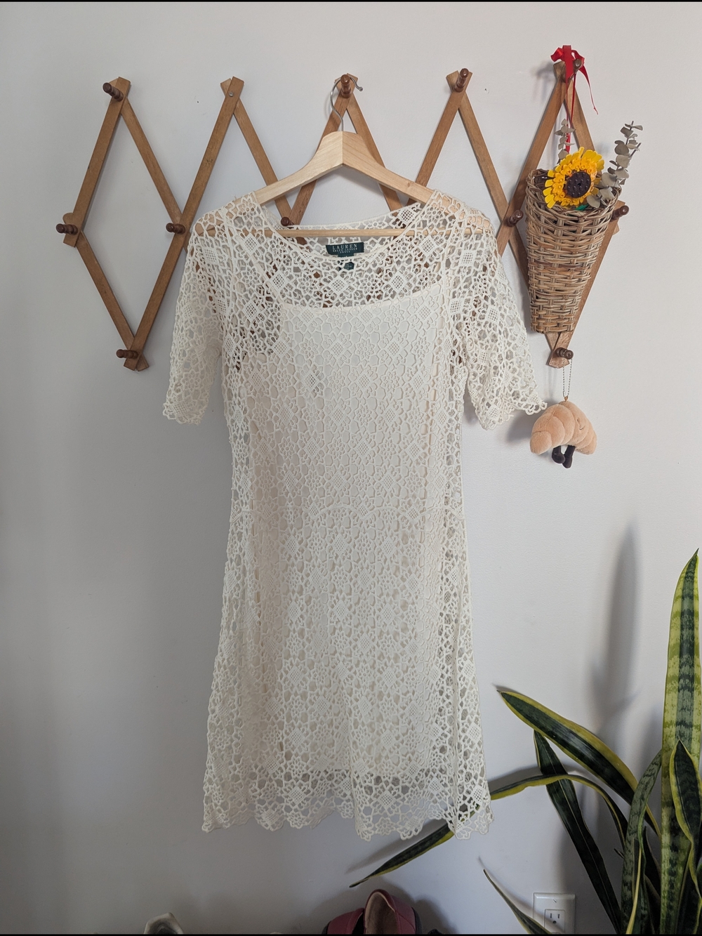 ( Ralph)Lauren Cream Crochet Lace Mini Dress